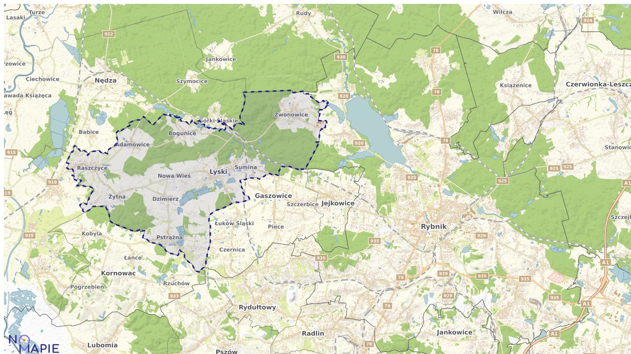 Mapa obszarów ochrony przyrody Lysek