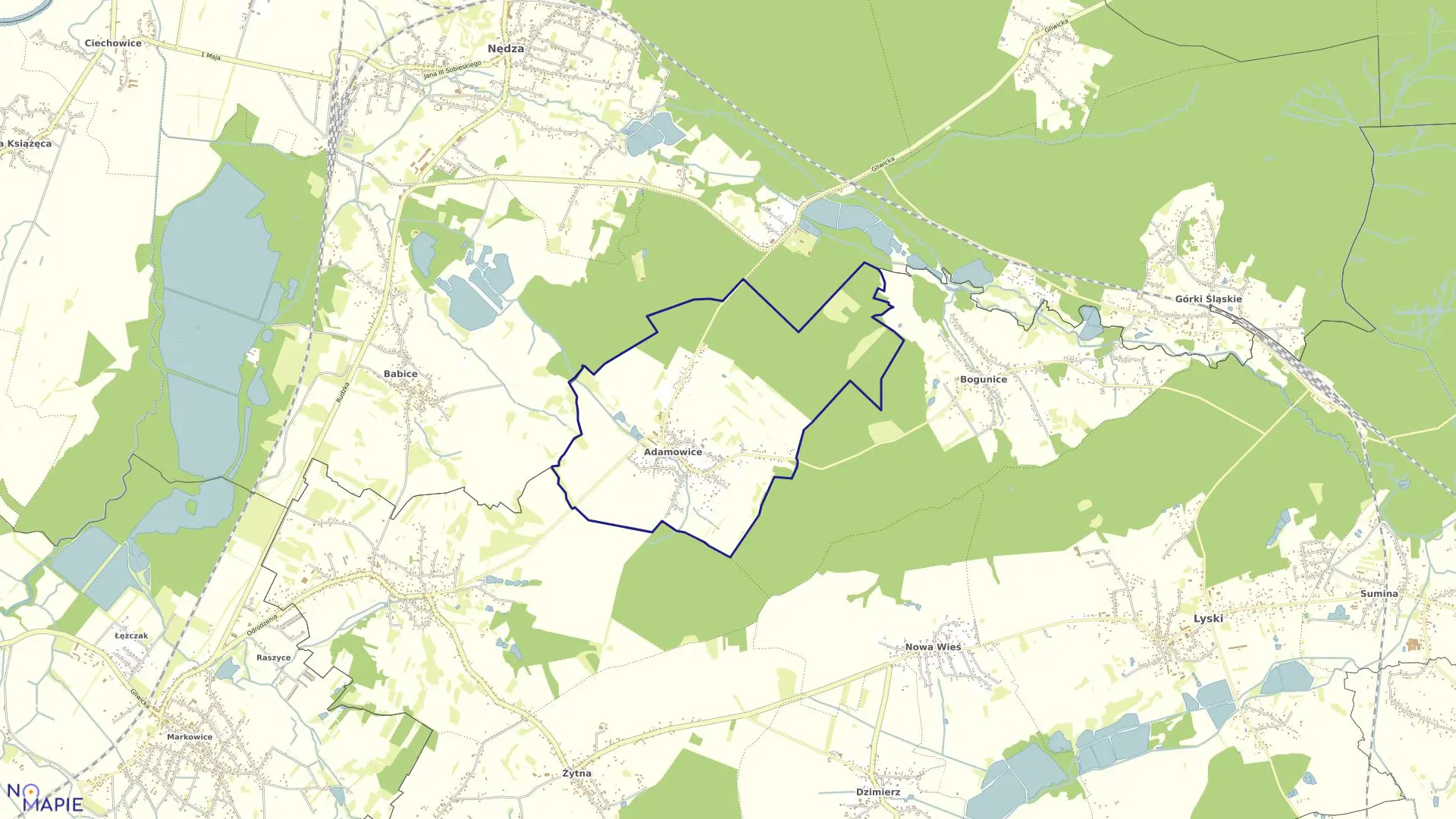 Mapa obrębu ADAMOWICE w gminie Lyski