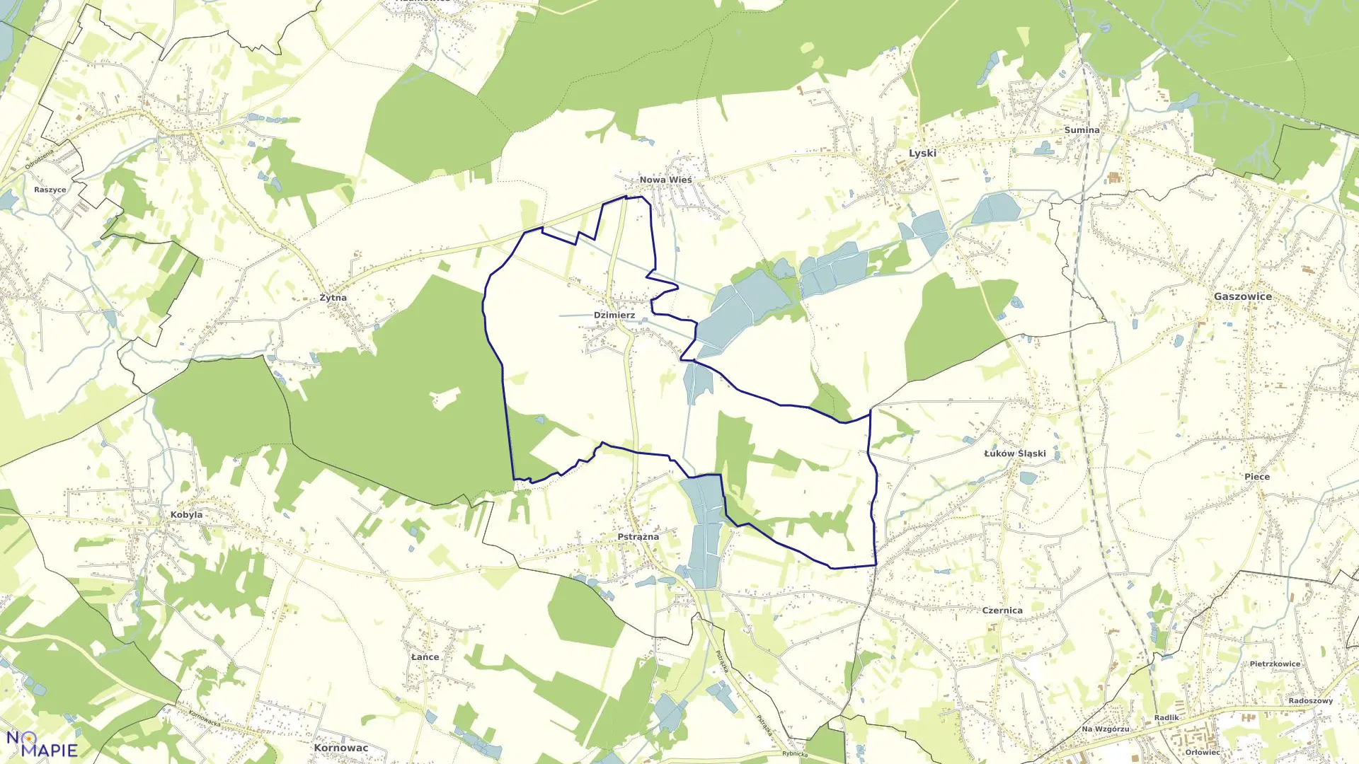 Mapa obrębu DZIMIERZ w gminie Lyski