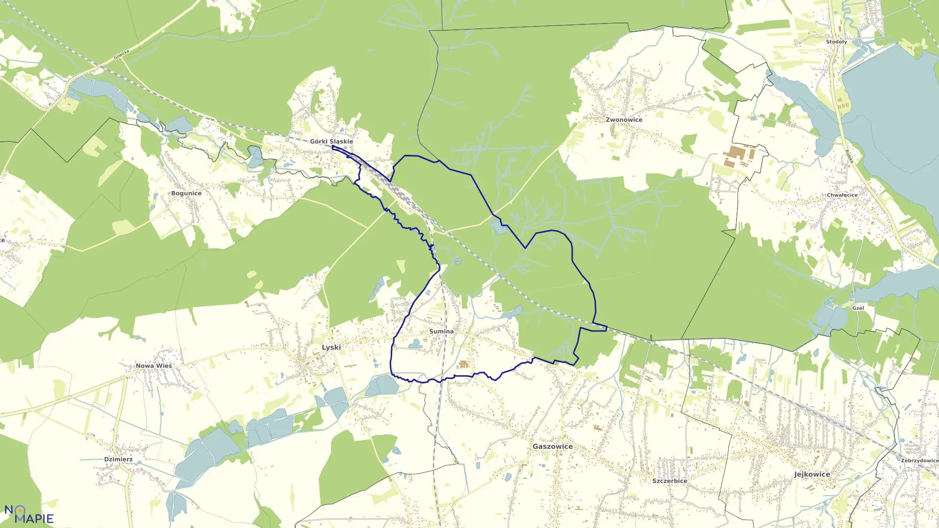 Mapa obrębu SUMINA w gminie Lyski